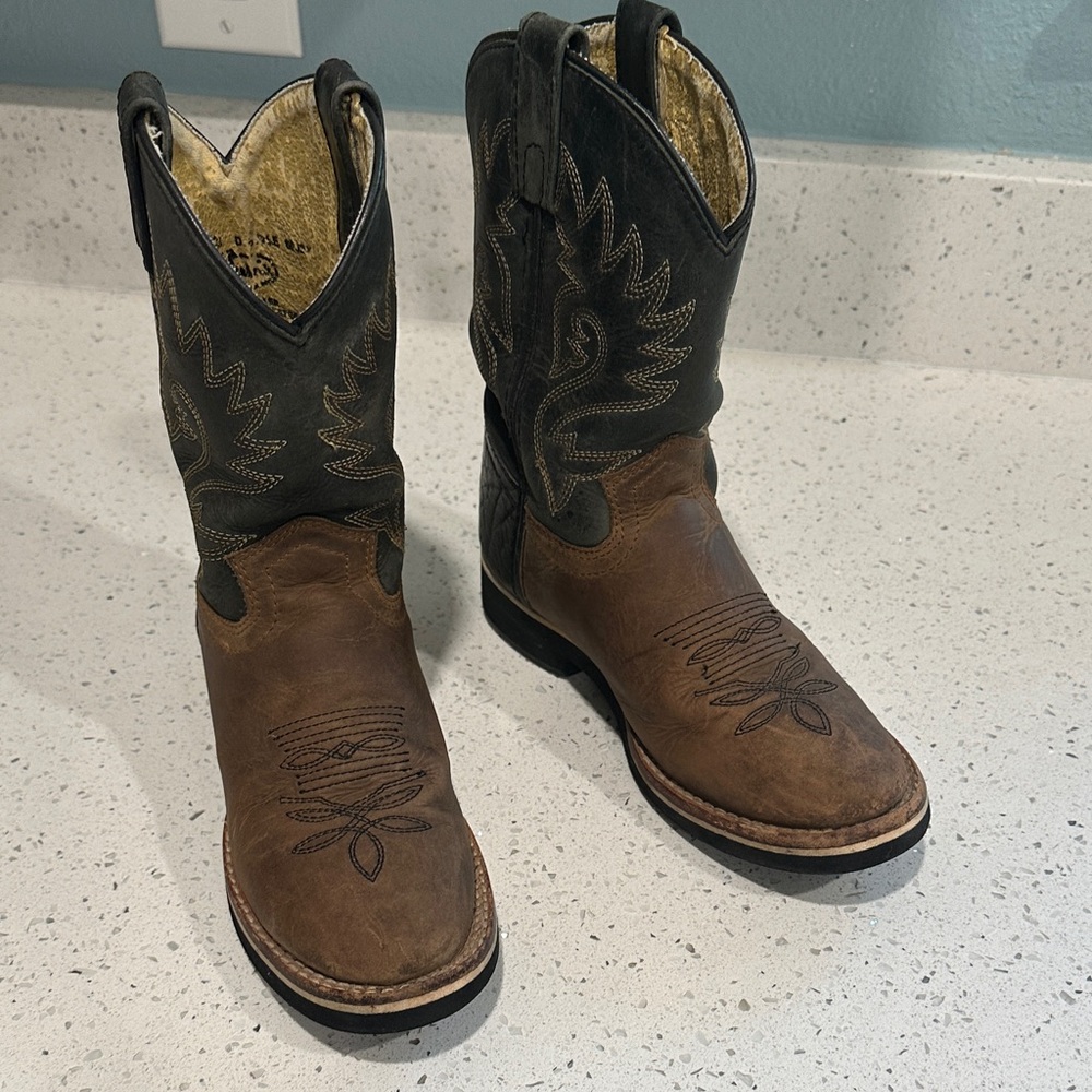 Justin Jr Brown and Black Western Boots